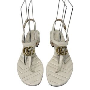 Gucci Marmont GG Mystic White Matelasse Block Heel Sandals Size 39.5